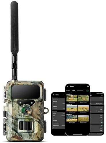 VOOPEAK Cellular Trail Cameras, 32MP 2.7K Night Vision Game Camera, Built-in SIM Card & 64GB Micro SD Card, Lifelong Free Cloud Storage, 65ft Fast Trigger Hunting Camera