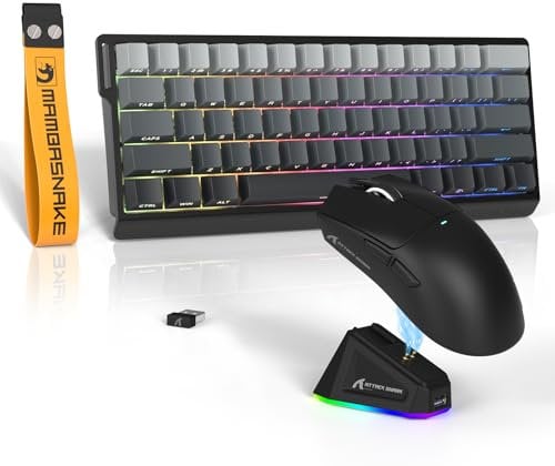 ATTACK SHARK x MAMBASNAKE X11 Gaming Mouse with X60HE Magnetic Keyboard, Wireless Keyboard and Mice Combo, BT/2.4G/Wired, Rapid Trigger, 8000 Polling Rate, PAW3311,22000 DPI, Ultra-Light Mouse - Black