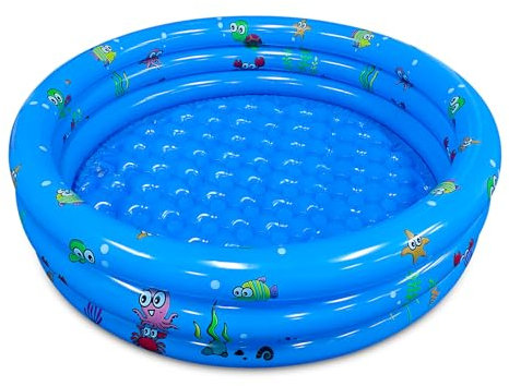 Piscina Inflable para Niños 130 x 35 cm, suelo de Burbujas Suave Antideslizante, Piscina Familiar Grande y Resistente de PVC para Juegos de Pelota con 3-4 niños, uso Múltiple en Jardín, Playa o Perros