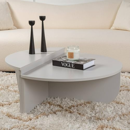Dmora Couchtisch Feglino 90x60x35 cm Grau Ovalform