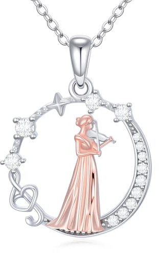 HARMONY BOLA Musik Halskette 925 Sterling Silber Anhänger Ballerina/Geige/Klavier Musik Schmuck Geburtstagsgeschenke für Frauen Mädchen