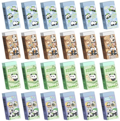 24 Stück Panda Radiergummi Set, 2B Lustig Radierer für Kinder,2B Radiergummi,Kinder Weich Radierer Set für Schulen, Skizzen, Büro und Zeichen (Panda)