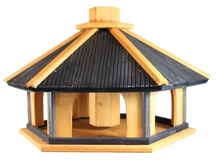 Vogelhäuschen, Vogelhaus aus Holz, Vogelhäuschen, Nistkasten, mit Ständer (Gelbgrau, XL)