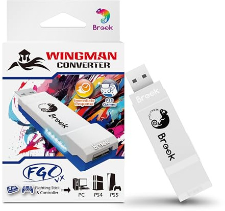 Brook Wingman FGC VX Arcade Controller Converter for PS5/PS4/PC – Supports 150+ Wired Controllers, Low-Latency Adapter for Arcade Sticks & Fightpads, Compatible with All PS5/PS4 Games