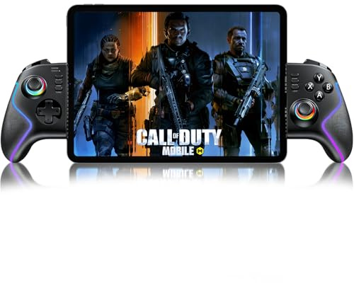 Controller di gioco mobile per tablet e iPad Pro 13 pollici/Air/Mini/iPhone/telefono Android, gamepad wireless con joystick Hall e trigger/luce RGB/Turbo/tasto posteriore, riproduzione remota per PS5