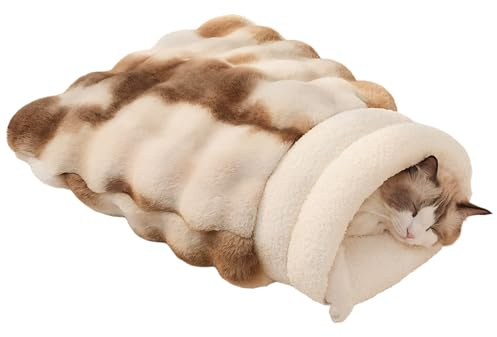 Uanqfegy Sac de Couchage en Peluche Auto-Chauffant pour Chat, Grotte de cachette multifonctionnelle Lavable pour Chaton et Petit Chien