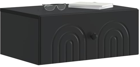 vidaXL Wandmontierter Nachttisch Schwarz 49 x 34,5 x 20 cm, Wohnzimmer Aufbewahrung, Vintage Stil Schrank, Wandmontage, praktische Lösungen, platzsparendes Möbel