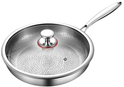 Titanium Frying Pan Skillet - 26-32 Centimeter Versatile Chef Cookware, Lightweight Non-Stick Outside, Heat Resistant | Outdoor Camping Backpacking Home Kitchen Induction Gas cooktop Safe Gear