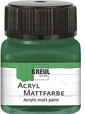 KREUL 75222 - Acryl Mattfarbe, grün im 20 ml Glas, cremig deckende, schnelltrocknende Farbe auf Wasserbasis, für viele verschiedene Untergründe geeignet