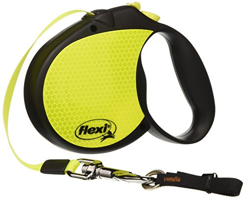 Flexi Neon Retractable Dog Leash (Tape) , 16 ft, Large, Black/Neon