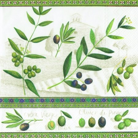 IHR - Servietten - D´ Oliva white - Oliven/Mediterran