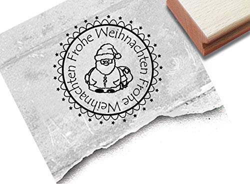 Stempel Weihnachtsstempel FROHE WEIHNACHTEN Weihnachtsmann - Poststempel Textstempel Karten Geschenkanhänger Geschenk Weihnachtsdeko - zAcheR-fineT