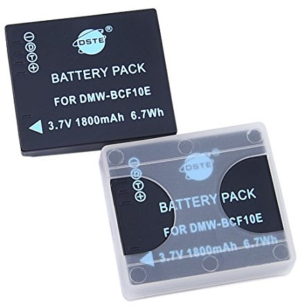 DSTE 2x DMW-BCF10E Rechargeable Li-ion Battery Compatible for Panasonic Lumix DMC-F2 DMC-F3 DMC-FH20 DMC-FH22 DMC-FH3 DMC-FT1 DMC-FT3 DMC-FS6 DMC-FS4 Camera as Panasonic DMW-BCF10PP CGA-S/106B