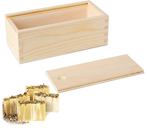 Molde de jabón de silicona de rectángulo pequeño con molde de pan hecho a mano de madera DIY