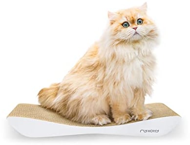 myKotty Mobiler Kratzbank TOBI - Flexibles Kratzmöbel für Katzenliebhaber - Ideal für Nähe & Bequemlichkeit - 59x7x25 cm - Farbe: Weiß