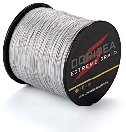 DORISEA Extreme Braid geflochtene Angelschnur, 100 % PE, 300 m, 2,7–136 kg getestet, Grau, 13,6 kg/0,26 mm