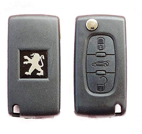 RKFUK® Replacement 3 Button Remote Car Key Fob Case CE0523 with VA2 Flip Blade Suitable for Peugeot 107 207 307 407 607 308 408 Expert Keys and Fobs for Peugeot Cars and Vans
