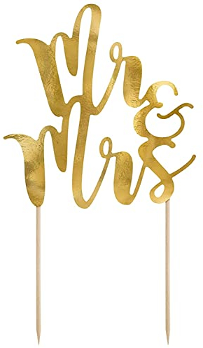 Cake Topper Mr Mrs Kuchenstecker Deko Hochzeit Verlobung Kuchendeko Dekoration für Hochzeitskuchen Mr Mrs Gold