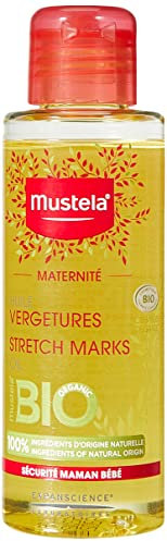 Mustela Huile anti-vergetures, Prévention des vergetures, A l'avocat et au tournesol, Sans parfum, Corps, Toutes femmes, Grossesse et allaitement - Hydrate et apaise la peau, Ingrédients 100% naturels (105ml)