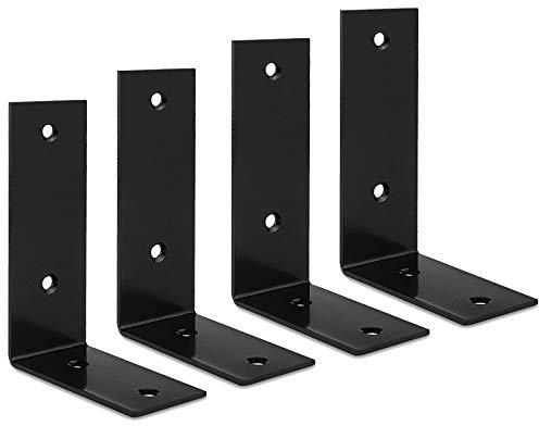 STARVAST 4 Pcs Heavy Duty Shelf Brackets, 125 x 85 x 45mm L Shape Right Angle Shelf Brackets, 90 Degree Angle Wall Mounted Shelf Supporter Bracket Frame, Black