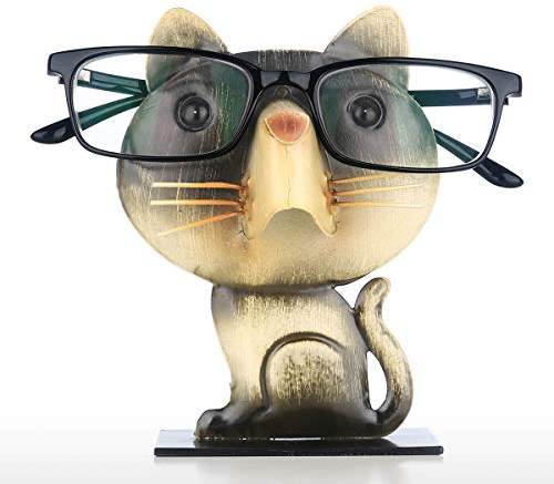Tooarts Porte-Lunette en Forme de Chat Support Porte-Lunette en Fer Home Decor pour Decor de Maison et Bureau Noir et Jaune