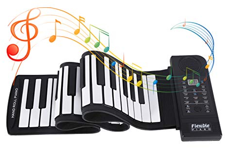 61 Tasten Roll Up Keyboard Klavier, Faltbare Soft Keyboard E Piano, Flexibles elektronisches Digitales Musik Keyboard Klavier für Anfänger, Familienspaß, Musikliebhaber