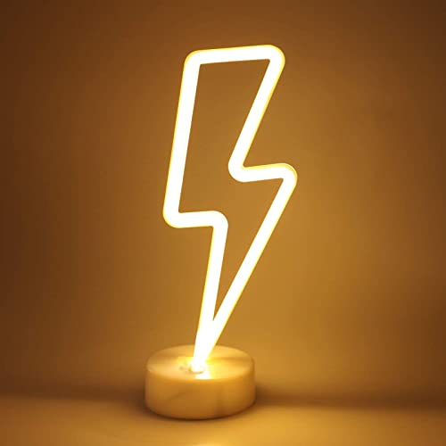 eaaerr LED-Blitz Neonlicht Zeichen Neon Schilder Lampen Blitz Neon Lights warmes Weiß Dekor-Blitz Neonlichter Batterie/USB Powered Nachtlicht für Weihnachten Kinderzimmer Wohnzimmer Hochzeit Dekor
