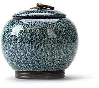 Ceramic Tea Jar Vintage Chinese Style Storage Jars Tea Tins Cans Canister Caddy Sealed Lids Home Kitchen Dining Decoration for Tea Coffee Herb Spices Sugar (Blue)