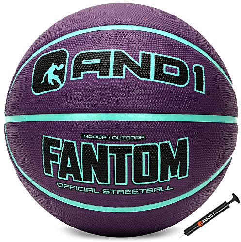 AND1 Fantom Rubber Basketball: Official Regulation Size 7 (29.5 inches) - Deep Channel Construction Streetball, Made for Indoor Outdoor Basketball Games