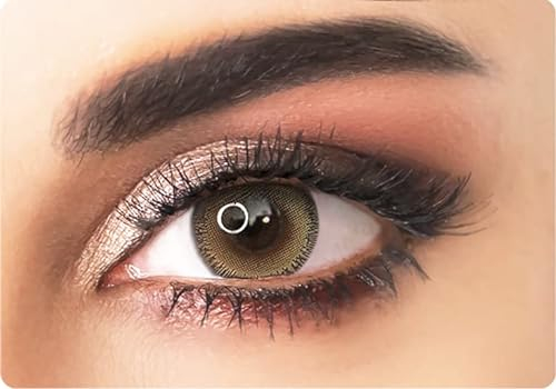 ADORE - Lentilles de Contact de Couleur Jaunes JOUR - Lentilles de Couleur Sans Correction - Lentilles Couleur Yeux Clairs et Lentille de Couleur Yeux Foncés (MARRON/ 1 PAIRE)