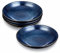vicrays Lot de 4 bols à pâtes en céramique de 963,9 g, grands saladiers ondulés, larges et peu profonds, résistants aux éclats, passent au lave-vaisselle et au micro-ondes, bols de service (bleu)