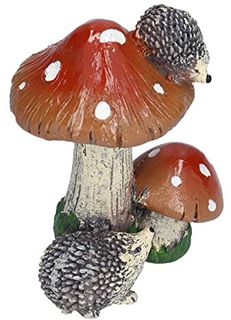 Haofy Igel Pilz Ornament, 2Pcs Miniatur Tier Garten Statue Bonsai Dekoration Outdoor Figuren für Terrasse Rasen Hof Dekorationen(Igel brauner Pilz)