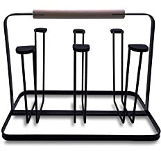 Tassen- und Flaschenhalter für SodaStream und alle Trinkgeschirr | Organizer und Abtropfgestell | Schwarz mit Holz