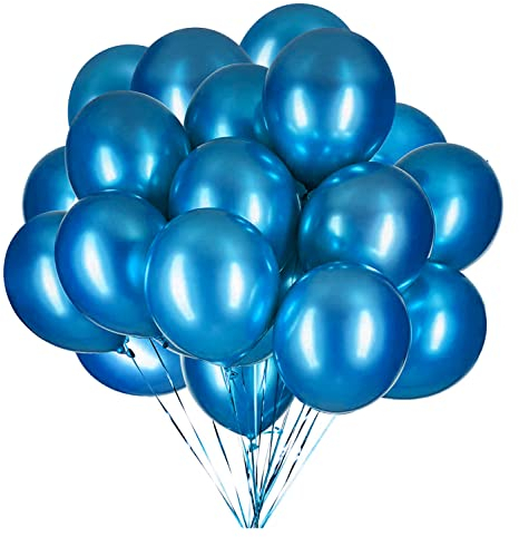 Vsosfiza 12 Zoll Metallic Luftballons Blau, Blau Chrom Helium ballons für Party Deko(Ø 30cm/50 Stück)