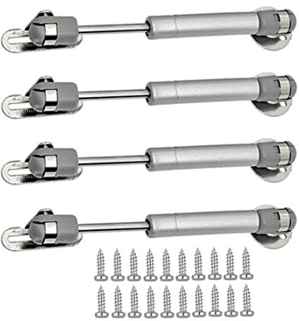 GDQLCNXB 100N/22 lb Gas Strut Cabinet Hinge Safety Lift Support, Soft Open & Down Lid Support & Buffer Telescopic Cabinet Door Glue Head Gas Spring Supports 6 inch Length (4 Pack)
