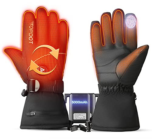 Guantes Calefactables, Guantes Calefactables para Hombre Mujer con Baterías de 5000mAh, 3 Temperaturas Guantes Eléctricos Calefactables, Guantes Cálidos de Invierno para Motocicleta, Ciclismo, Esquí