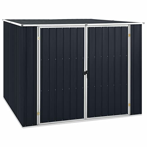 Yumeng Gerätehaus, Geräteschuppen, Gartenhütte, Fahrradgarage, Gartenschuppen, Gartenhã¤User & Aufbewahrung, Anthrazit 195x198x159 cm Verzinkter Stahl