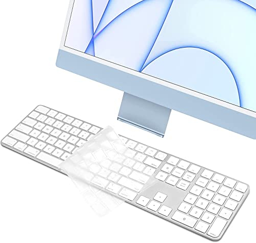 Keyboard Cover for Apple Magic Keyboard with Touch ID and Numeric Keypad Model A2520, for 2023 2021 iMac 24-inch M3 M1 Chip & 2022 Mac Studio Ultra Thin HD Clear Keyboard Protector Cover Skin