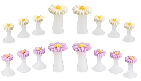 Zehentrenner Silikon 16 Stücke Gel Zehenspreizer Werkzeug Zubehör Blumen Muster Wiederverwendbar für Nagellack Maniküre Pediküre Herren Damen Salon Zuhause Weiß Lila