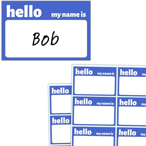 200 Stück, Hello My Name Is Sticker, Namensschilder Aufkleber - Blau