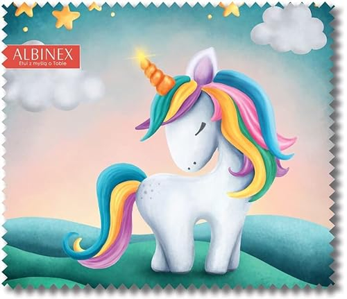 Schönes Brillenputztuch aus Microfaser 17,5 x 15,3 cm mit niedlichem Einhorn-Motiv
