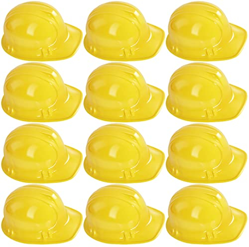Blcculi Bauhelm für Kinder,Schutzhelm Kinder Bauparty-Hüte Spielzeug,Bauarbeiterhelm Kinder,Safety Helmet Yellow,Weiche Gelber Bauhelm für Kinder,Bauparty Anziehzubehör(Gelb,12 Stk)