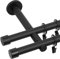 RENA Gardinenstange 19/19 mm Vorhangstange 2-läufig| Metall Elegante klassische Gardinenstange mit geräuscharmen Rollen | Inklusive Montagezubehörset | Schwarz Matt 320cm |Luna