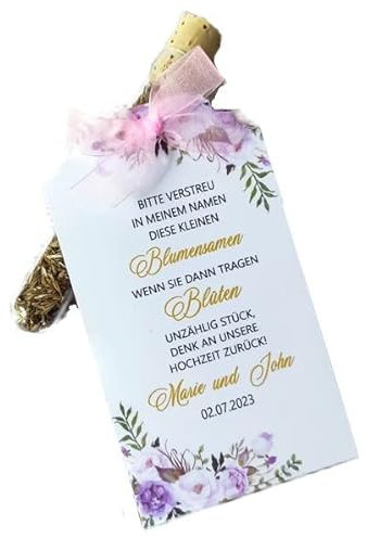 Galerie-of-art4you - Gastgeschenk Blumensamen Anhänger Reagenzglas mit Blumensamen Hochzeit, Taufe, Kommunion, Einschulung