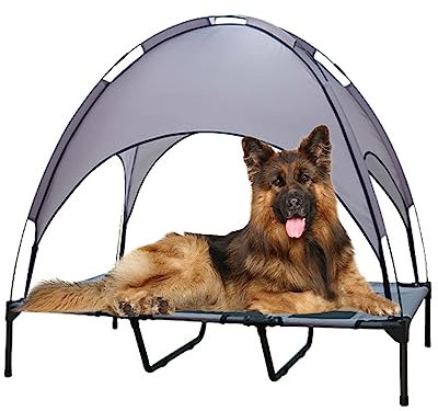 Hundeliege Outdoor mit Dach, Erhöhtes Hundebett mit Dach, Hundeliegeplatz Hunde Strandkorb Sonnenliege, Outdoor Liege für Große Hunde Bis 30Kg/ 40Kg/50Kg/60Kg, Haustierbett für Indoor & Outdoor ( Colo