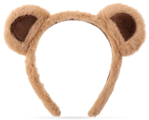WLLHYF Ostern Bärenohren Stirnband Halloween Niedliche Party Kopfbedeckung Gesichtswäsche Stirnband Tierkopfbedeckung Mode Haarband Bequeme Haarreifen Zubehör für Erwachsene Kinder Dekoration (Khaki)