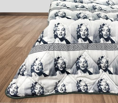 Tex family Winter-Steppdecke, 320 g, hergestellt in Italien, mit ikonischem Druck, französisches Bett