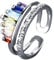 QKEPCY Regenbogen Zirkonia Ring aus Edelstahl Verstellbarer Damen Schmuck Eleganter Mehrfarbiger Fingerring für Frauen