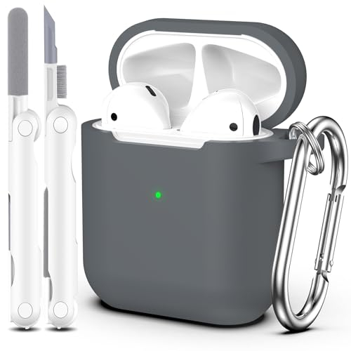 MHYALUDO Kompatibel mit Airpods-Hülle mit Reinigungsset und Schlüsselanhänger, Kompatibel mit Airpods 2 Generation 2019, 1 Gen 2016, weicher Schutz, Kompatibel mit Apple AirPods-Hülle, Kieselstein
