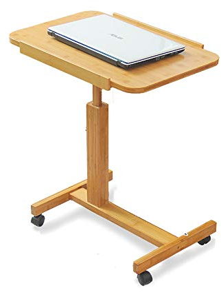 ZYWWW Tavolino servitore Ruote Comodino in bambù Tavolo per laptop Letto per la casa Scrivania semplice Tavolino mobile pieghevole Tavolino per laptop - Vassoio pieghevole per colazione